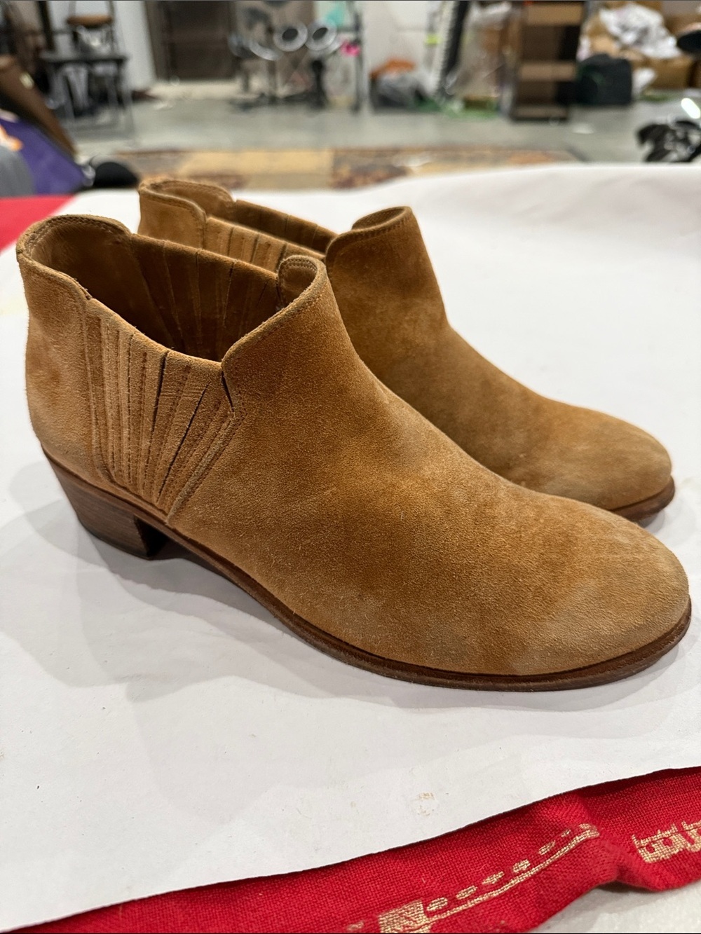 Classic Women's Suede Ankle Booties in Camel